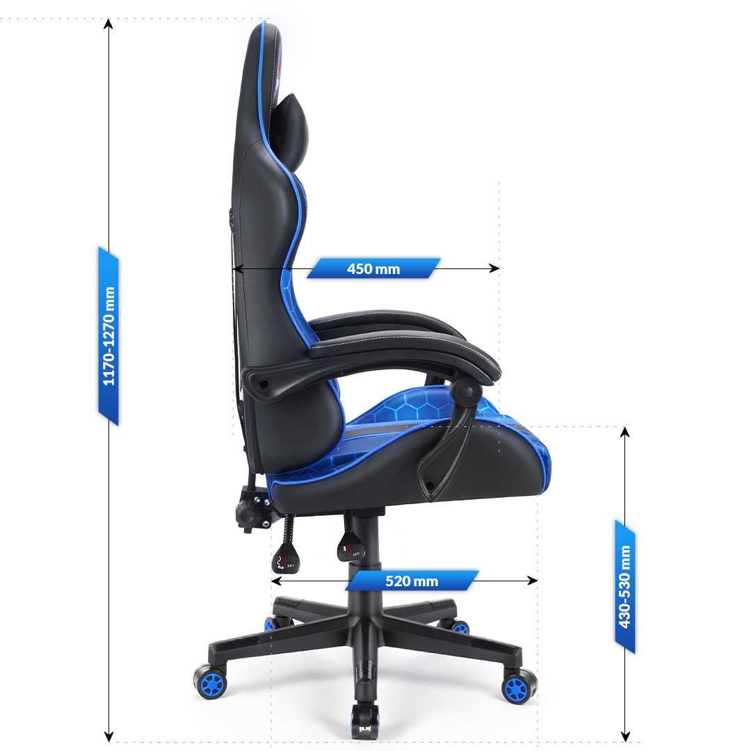 Fotel gamingowy biurowy HELLS  HC- Hexagon Blue 3M - Outletowy