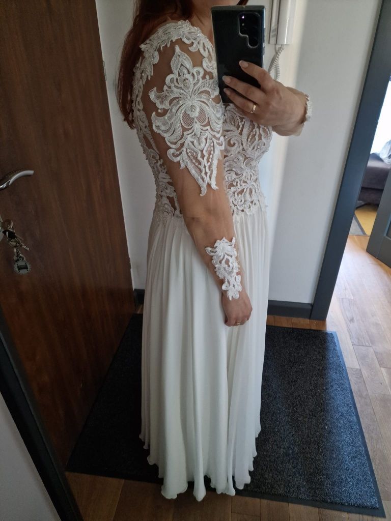 suknia ślubna rustykalna boho delikatna 38/40 M/L