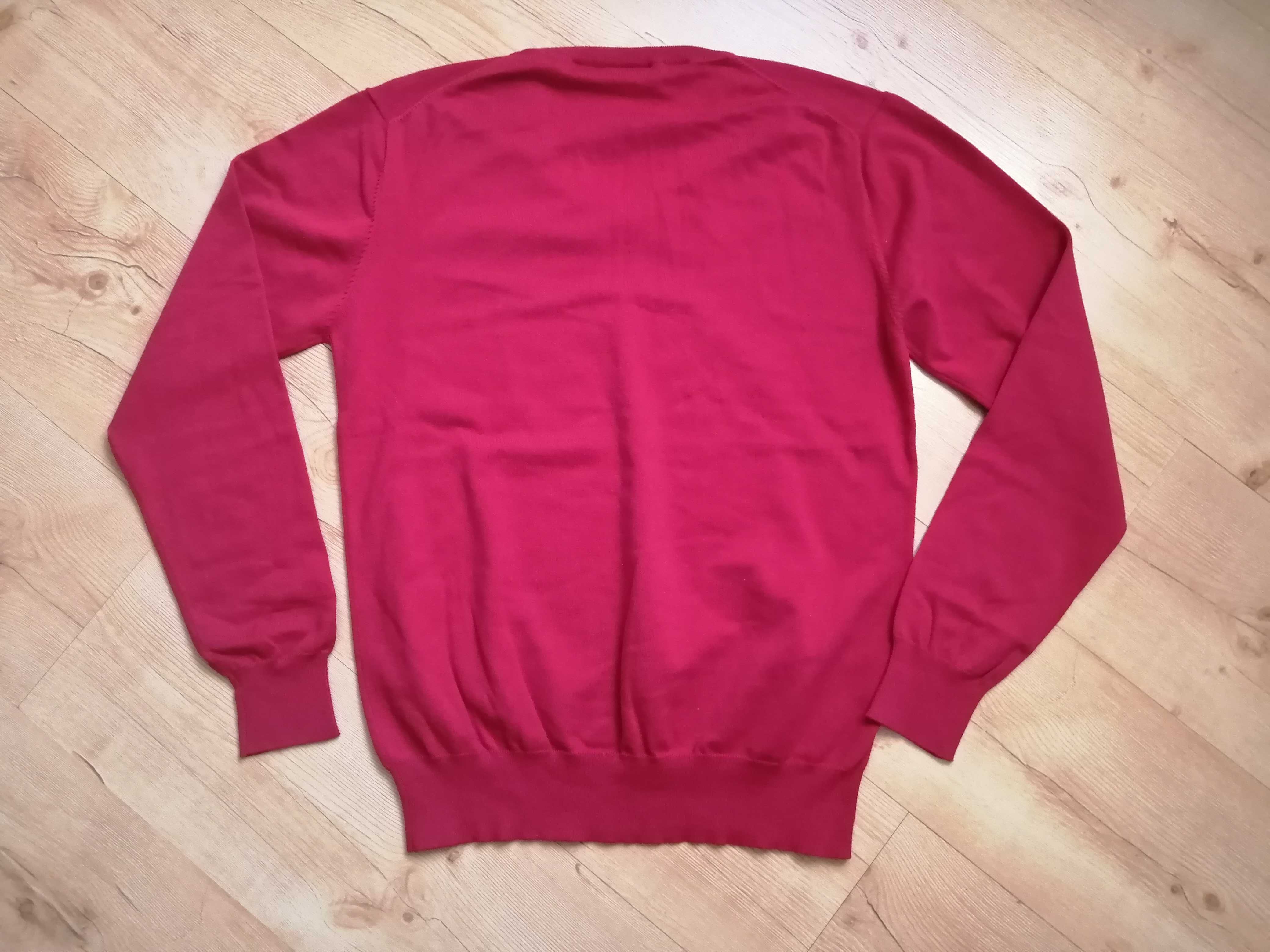 Czerwony elegancki lekki sweter bawełniany męski (jak nowy) r.L/170