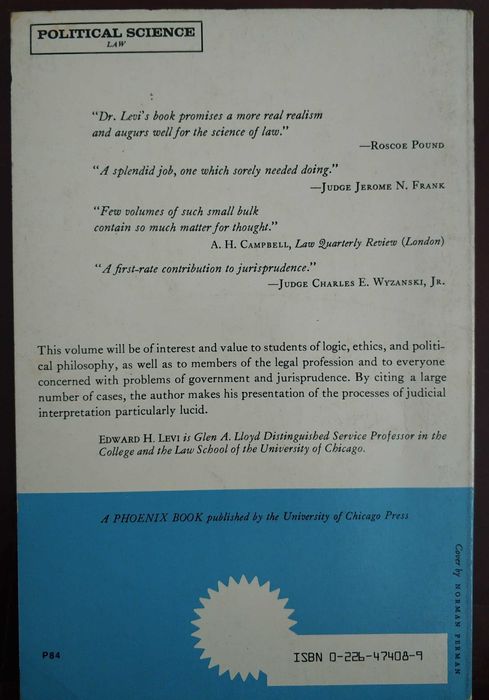 Livro "An Introduction To Legal Reasoning" Edward H. Levi