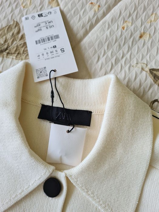 Kardigan z lamowaniem żakiet marynarka Zara S nowy