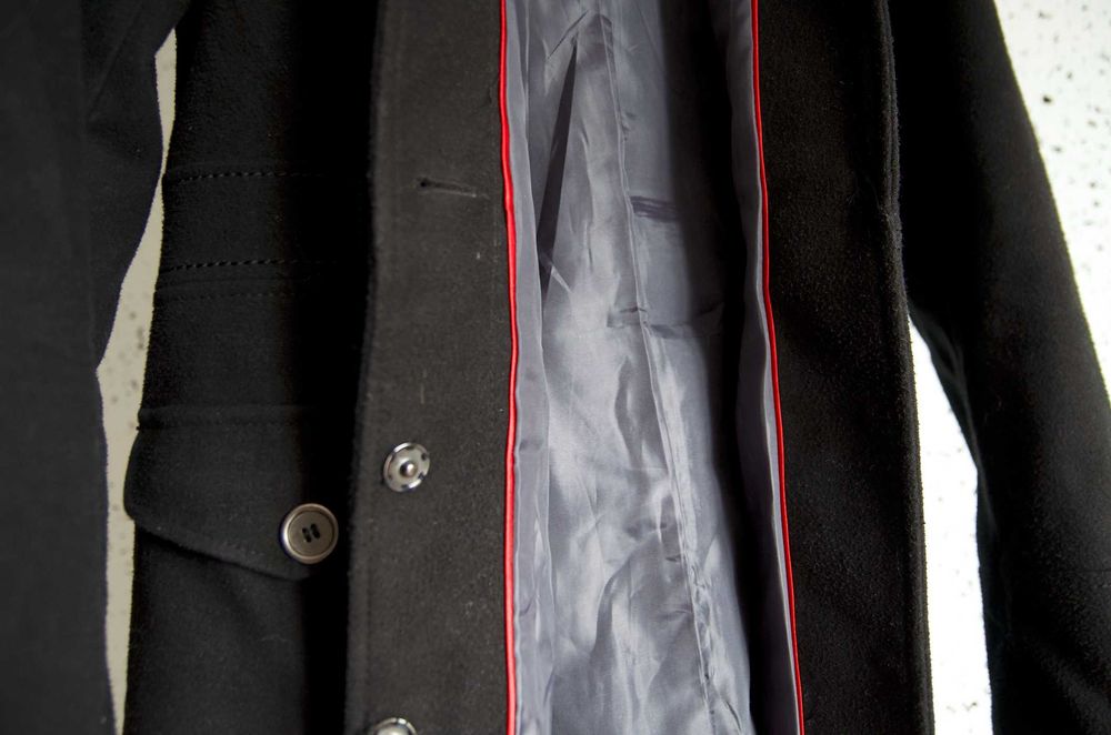 Piękny czarny płaszcz w militarnym stylu H&M 38 M