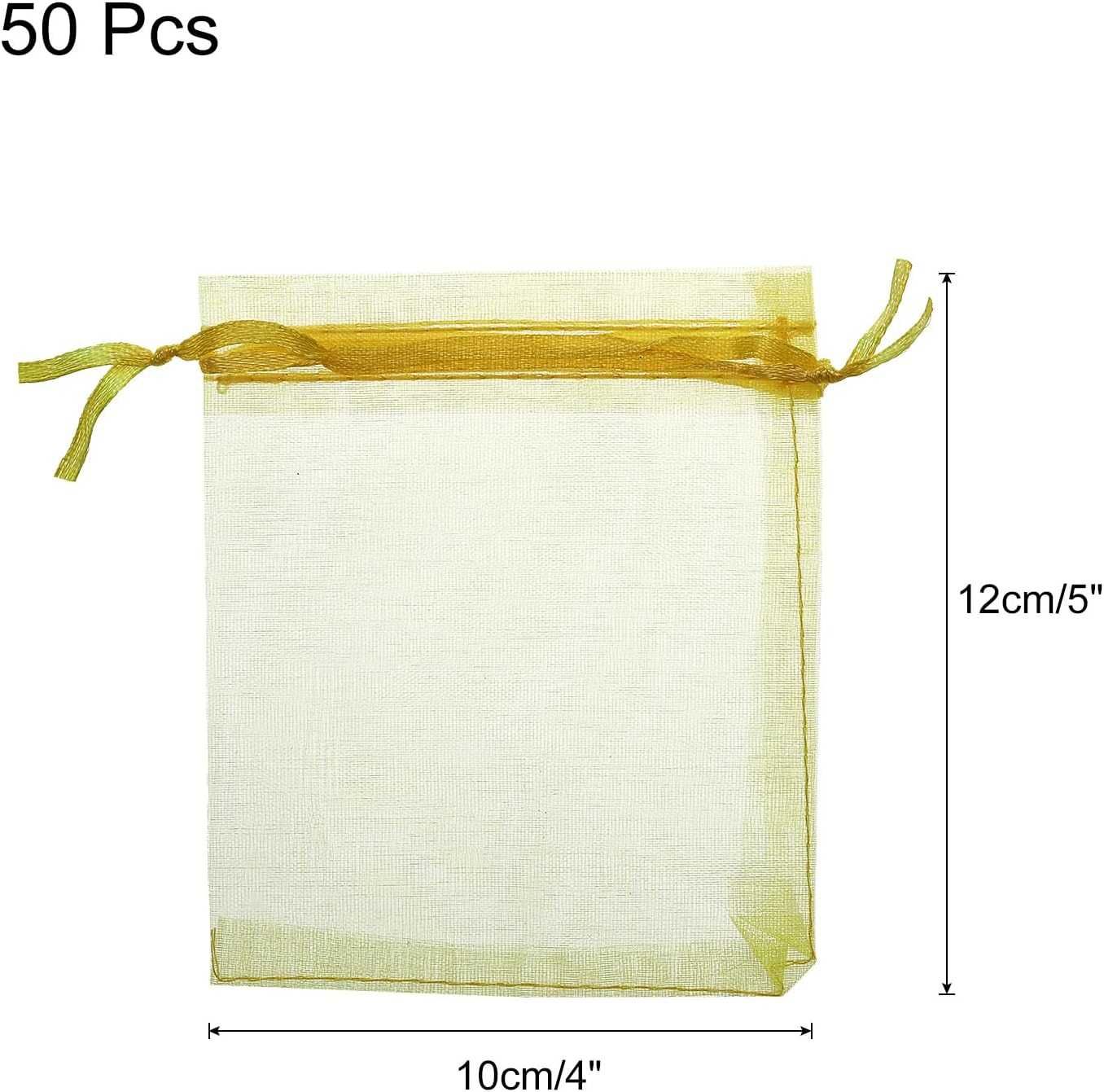 50 szt. 10 x 12 cm woreczki kieszenie z organzy ze sznurkiem