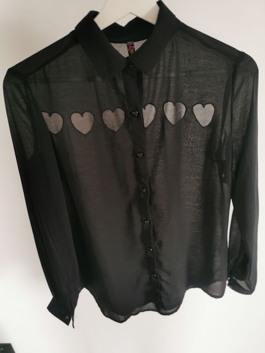 Koszula damska czarna serduszka s/xs