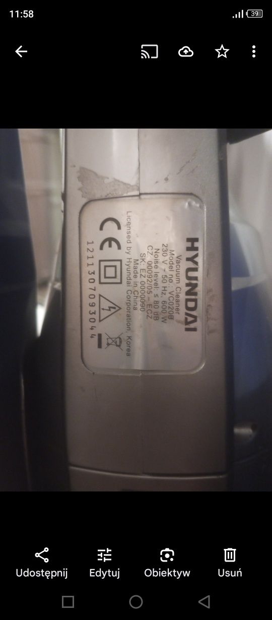 Odkurzacz Hyundai bezworkowy