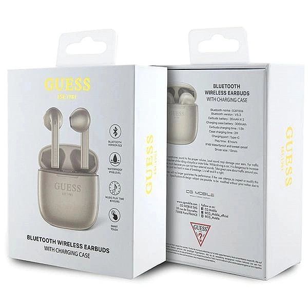 Słuchawki Bluetooth Guess Classic EST Logo TWS + stacja dokująca - zło