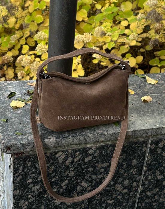 Замшева сумка , коричнева жіноча замшева сумка