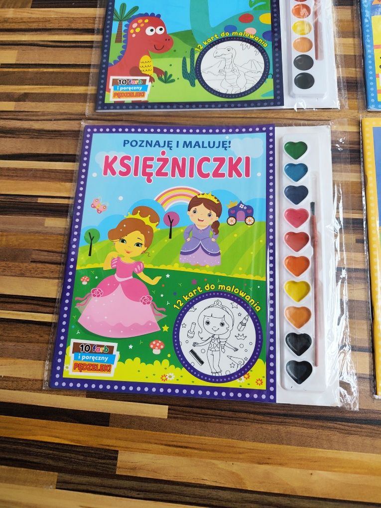 Kolorowanki z farbkami dinozaury kosmos zwierzęta księżniczki
