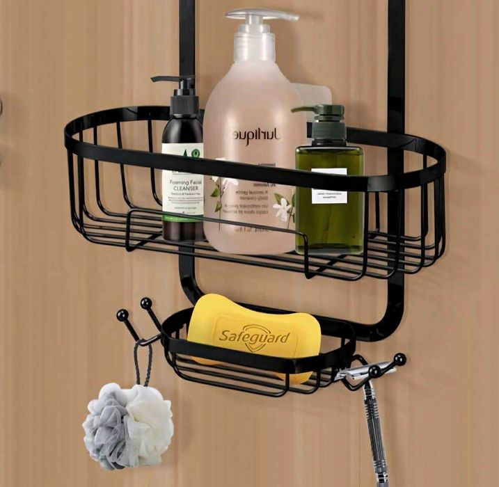 PÓŁKA ŁAZIENKOWA Wisząca Pod Prysznic Podwójna Łatwy Montaż Nowa