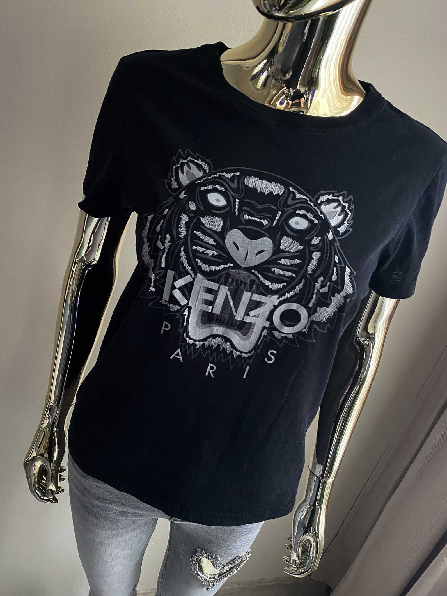 KENZO czarny t-shirt bluzka z tygrysem M