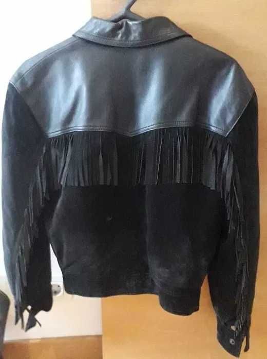 Blusão de Cabedal e Camurça Senhora Tamanho S c/Novo