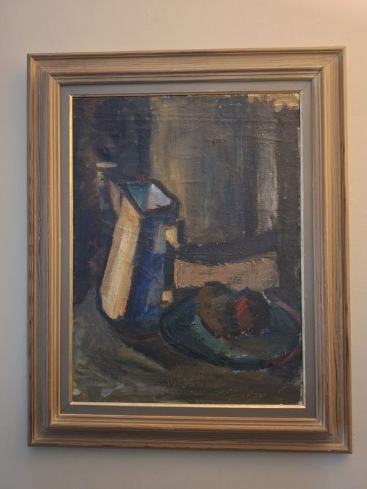 Stary obraz olejny w drewnianej ramie - Martwa natura