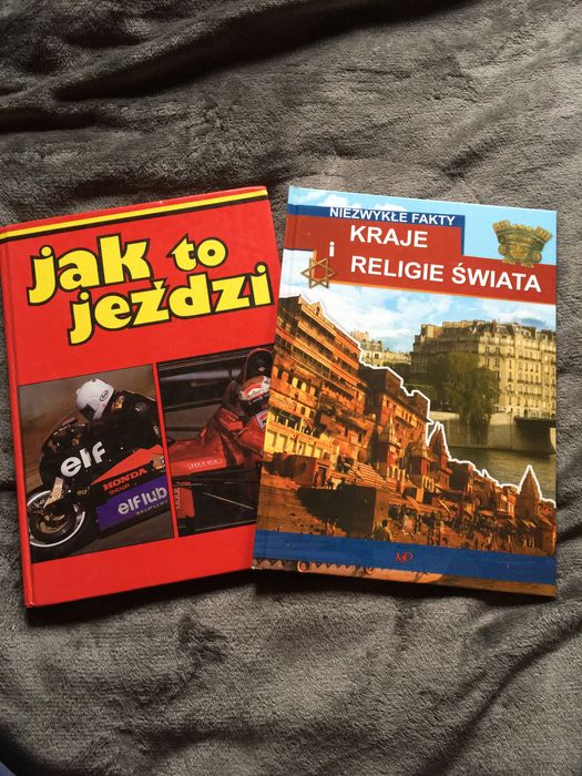 Dwie książki jak to jeździ oraz kraje religii świata