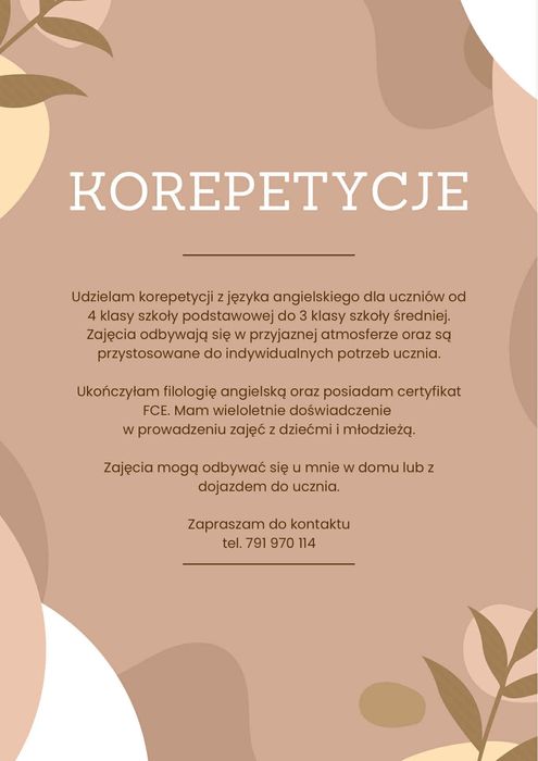 Korepetycje z języka angielskiego