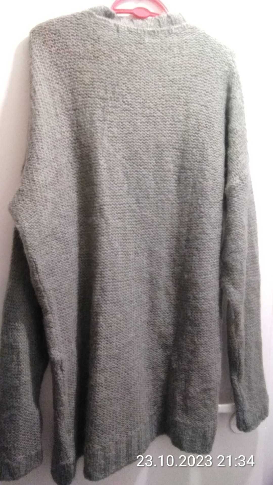 ZARA Szary, długi sweter oversize M