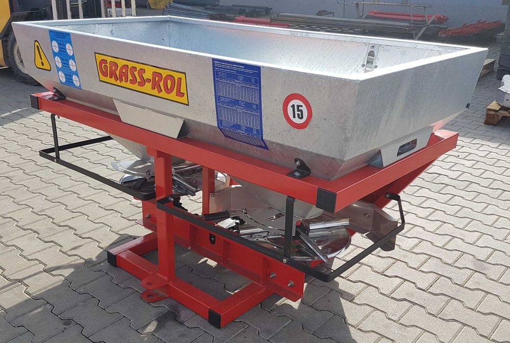 Rozsiewacz nawozów dwutarczowy N056 GRASS-ROL 2025 - ocynk/nierdzewka