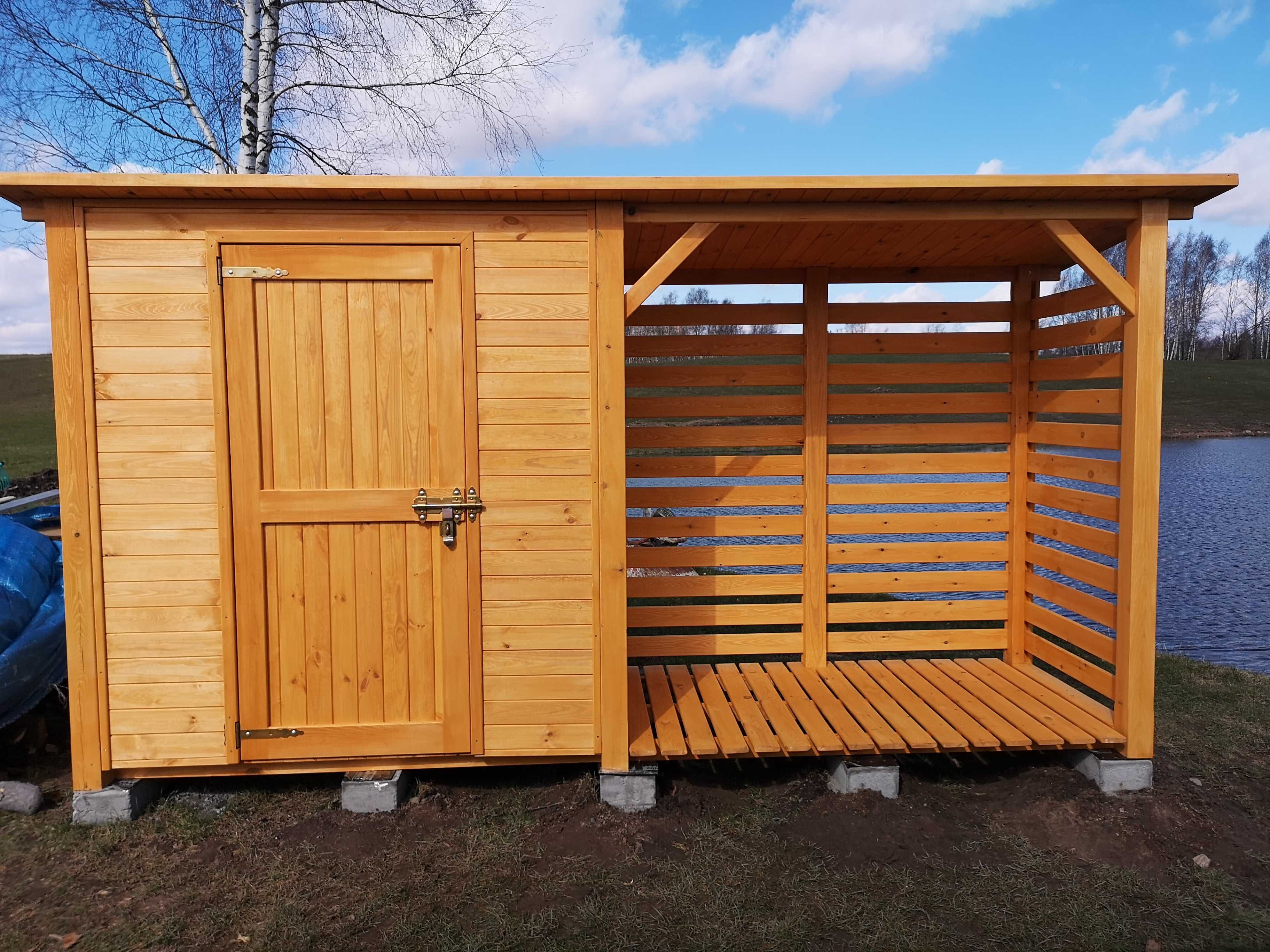 Drewutnia 2 x 1,1m + domek narzędziowy 2 x 1,1m z dachem prostym