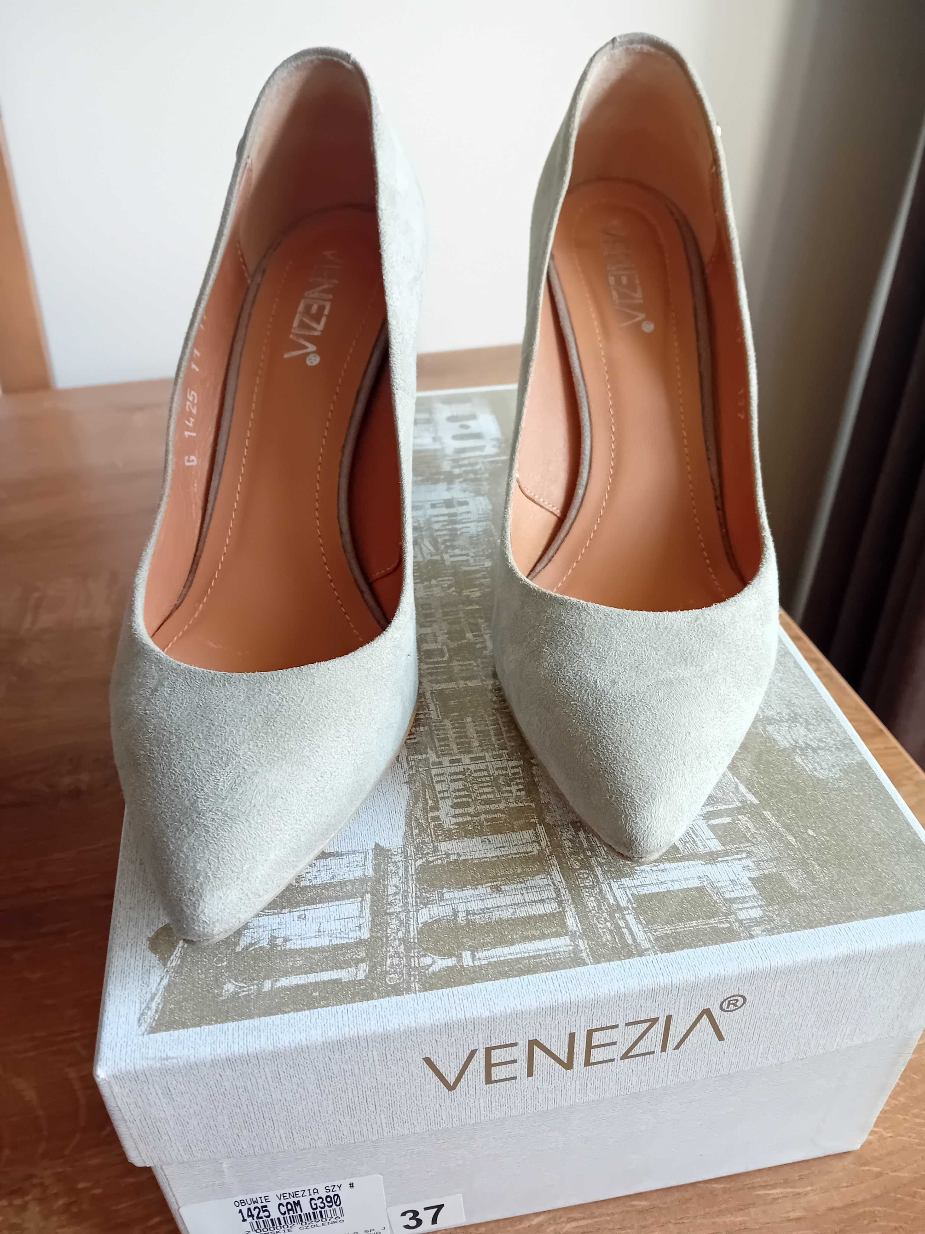 Buty szare szpilki 37 VENEZIA