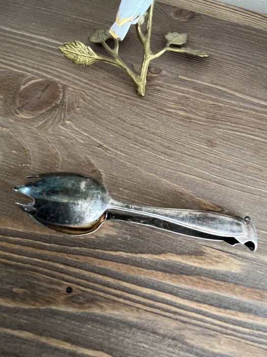 Łyżka szczypce do kostek cukry oliwek ślimaków srebro Plater