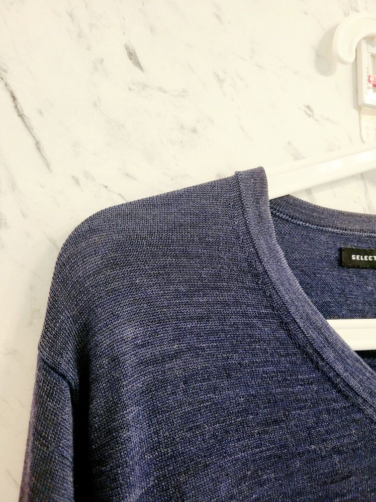 Sweter premium w serek 100% merino skandynawska marka