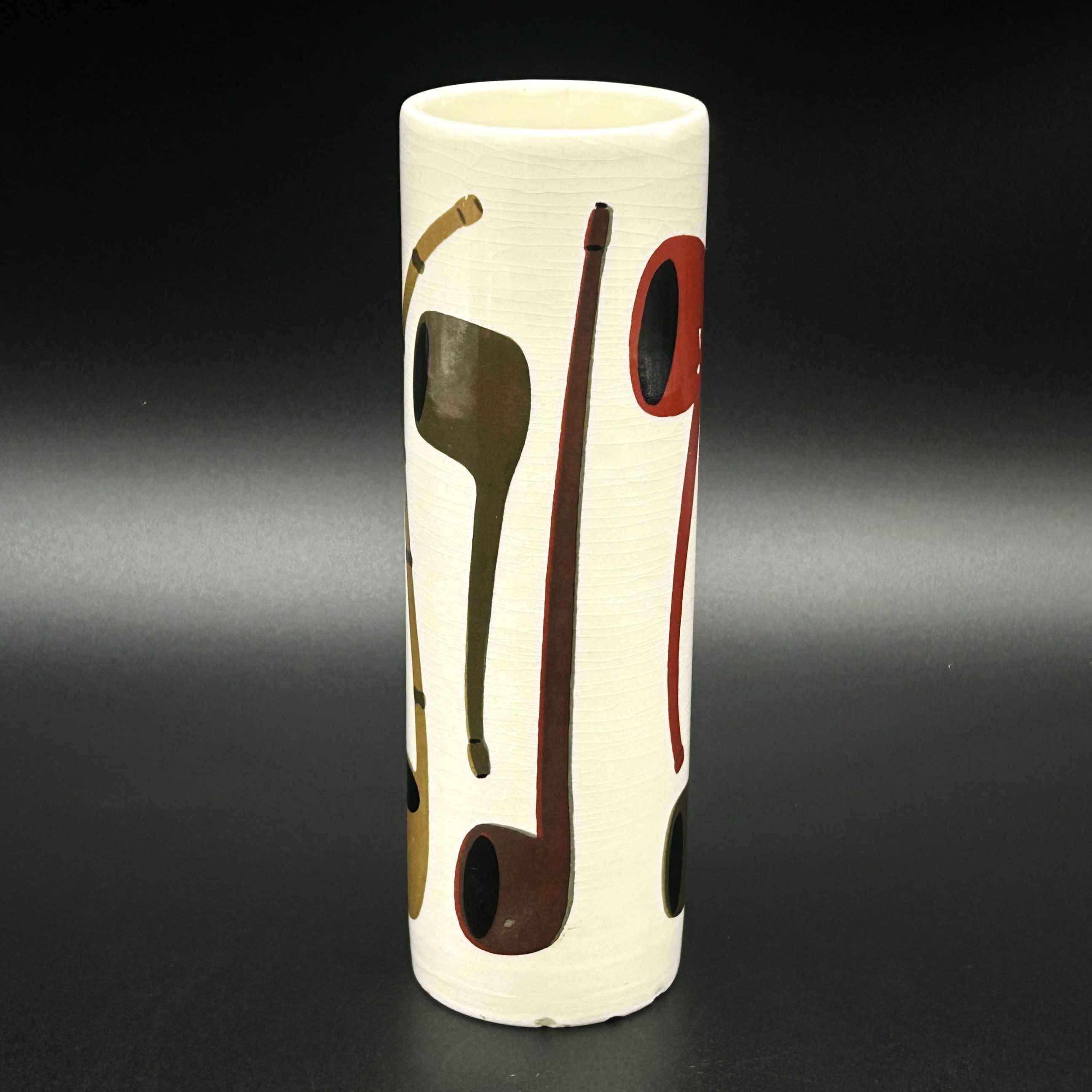 Ceramiczny wazon-wazonik z motywem fajkowym. Lata 60 ubiegłego wieku