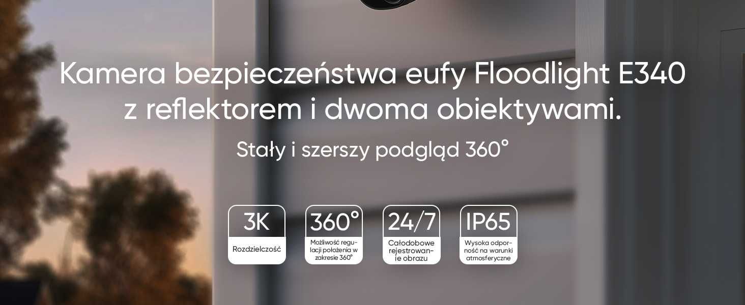 eufy Security Floodlight Camera E340 Przewodowa zewnętrzna