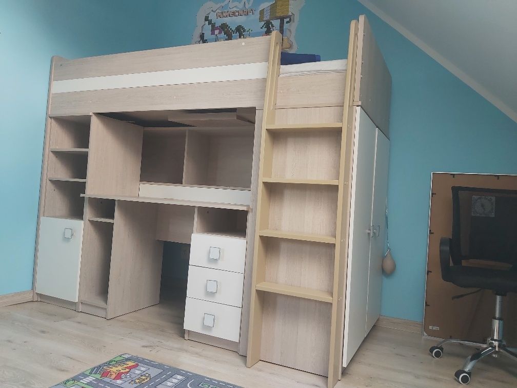 Łóżko z biurkiem piętrowe