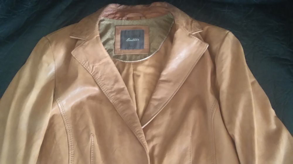 Marynarka damska BERSHKA skóra naturalna M camel