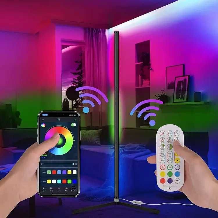 Lampa Stojąca Narożna Podłogowa LED RGB + PILOT