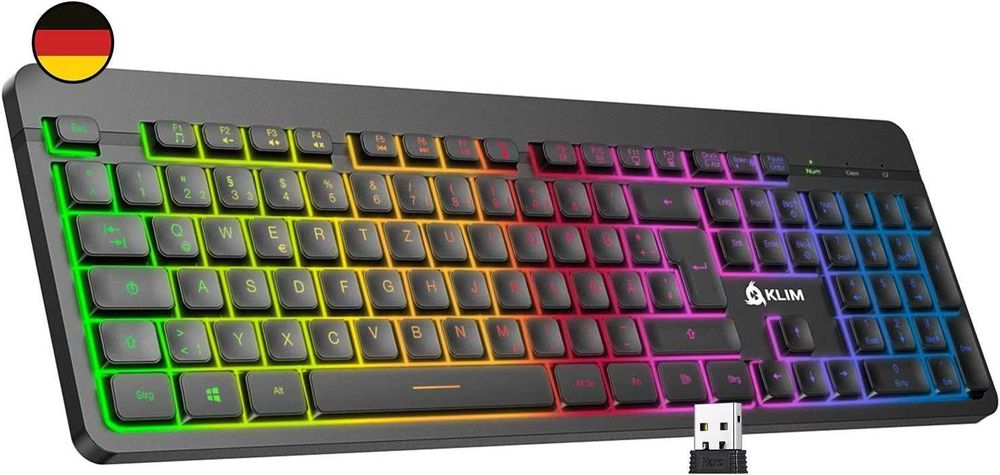 Teclado Gaming KLIM™ Light V2 sem fios – Layout Alemão (DE, QWERTZ)