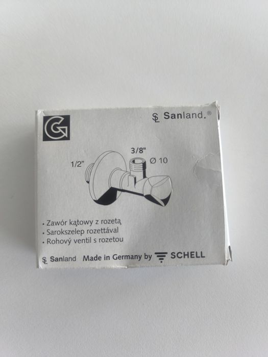 Promocja 10szt !! Zawór kątowy 1/2x3/8 chrom rozeta SCHELL