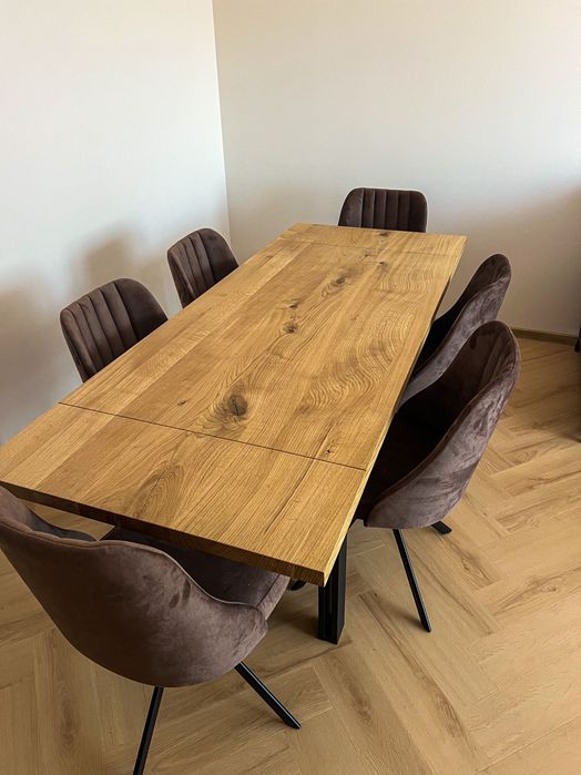 Stół dębowy lity z dostawkami rozkładany loft dąb