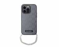Eleganckie etui Karl Lagerfeld Saffiano na iPhone 14 - Srebrna Ochrona