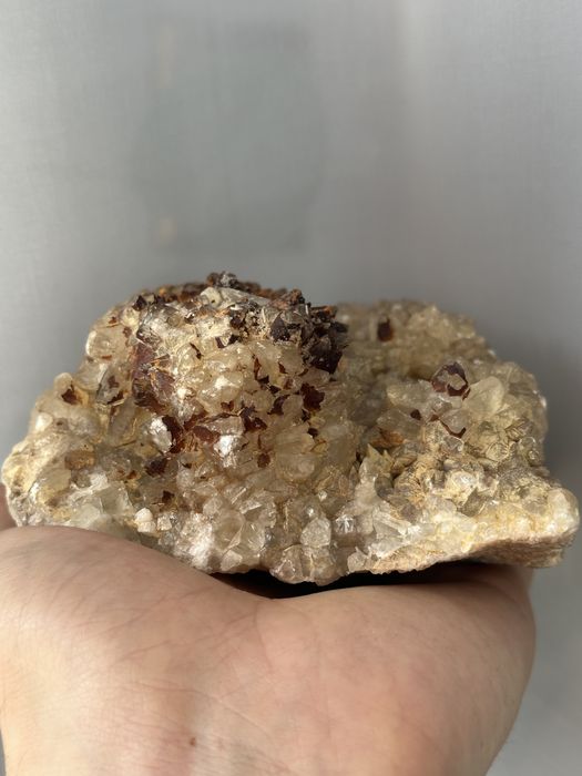 Kalcyt ‚Psie Kły” z hematytem - Maroko