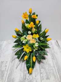 Stroik z tulipanami WIELKANOC, święta, kompozycja na grób, cmentarz