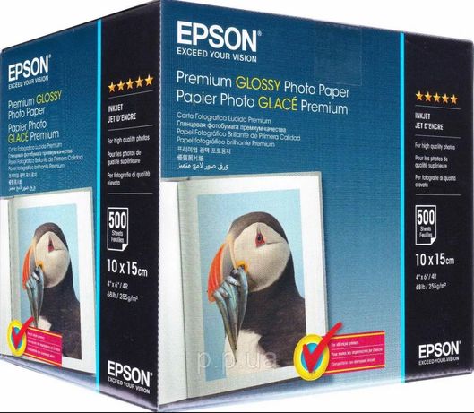 Фотопапір Epson Premium Glossy, 255g/m2, 10х15, 500л (C13S041826)