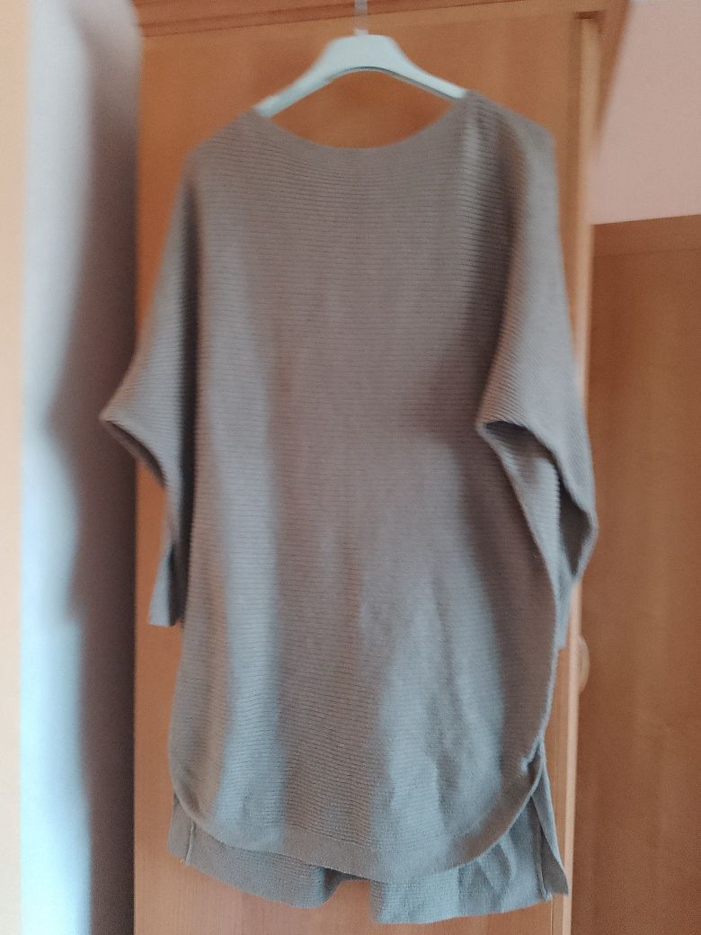 Sweter damski długi rozmiar S M kawa z mlekiem