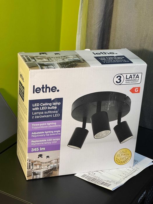 Lampa sufitowa Lethe z żarówkami LED w zestawie (3 lata gwar, paragon)