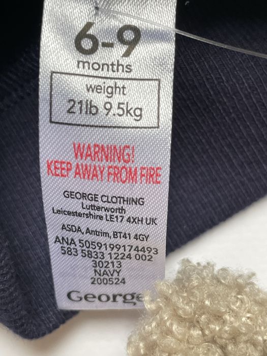68 74 George granatowa bluza dresowa rozpinana zapinana miś z uszkami