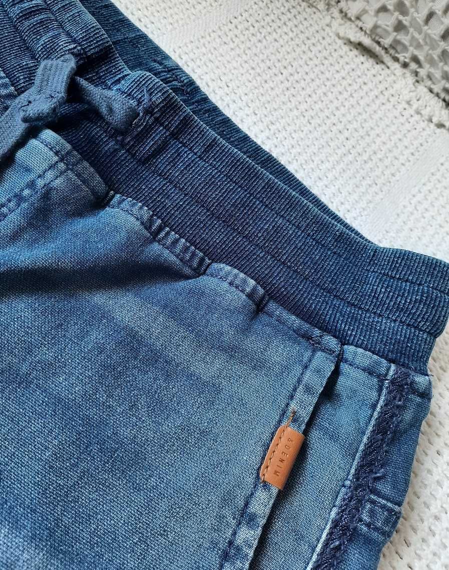 Denim joggery wąskie w gumę Uniseks jeginsy spodnie jeansowe granat S