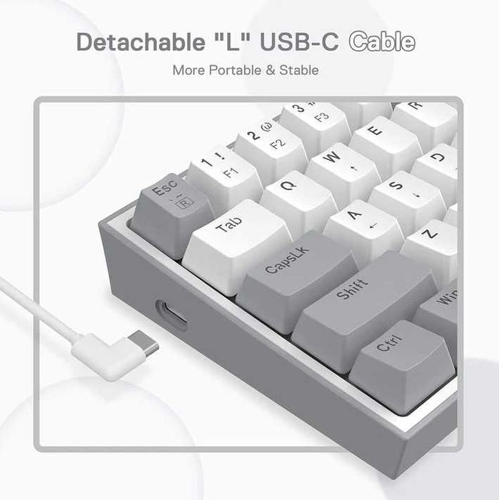 Teclado 60% FIZZ K617 Branco/Cinzento