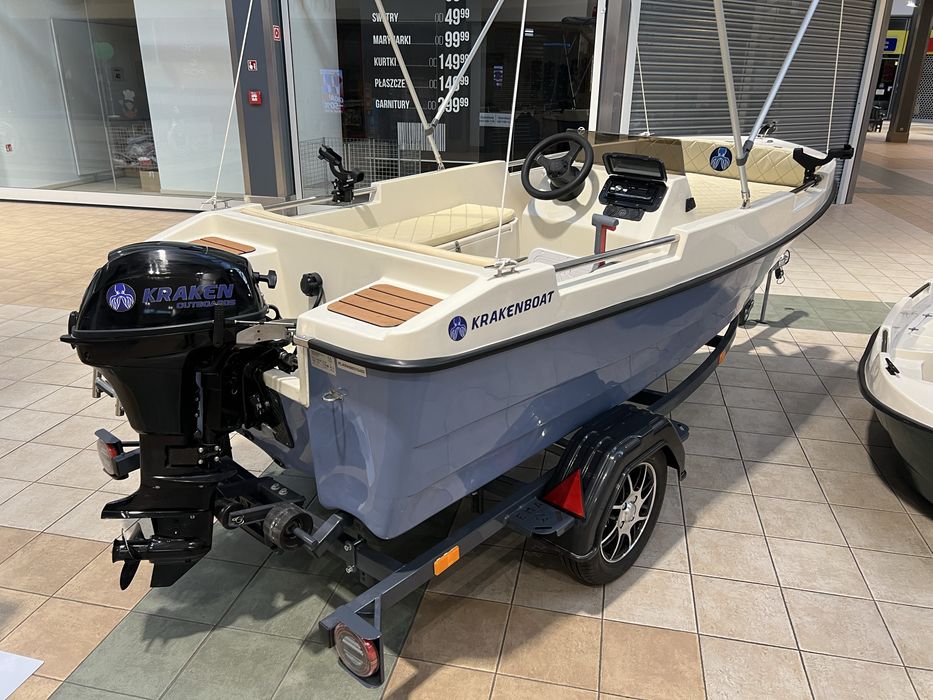 NOWA łódź łódka KRAKEN 380 OPEN z kierownicą SILNIK 12KM Rekreacyjna