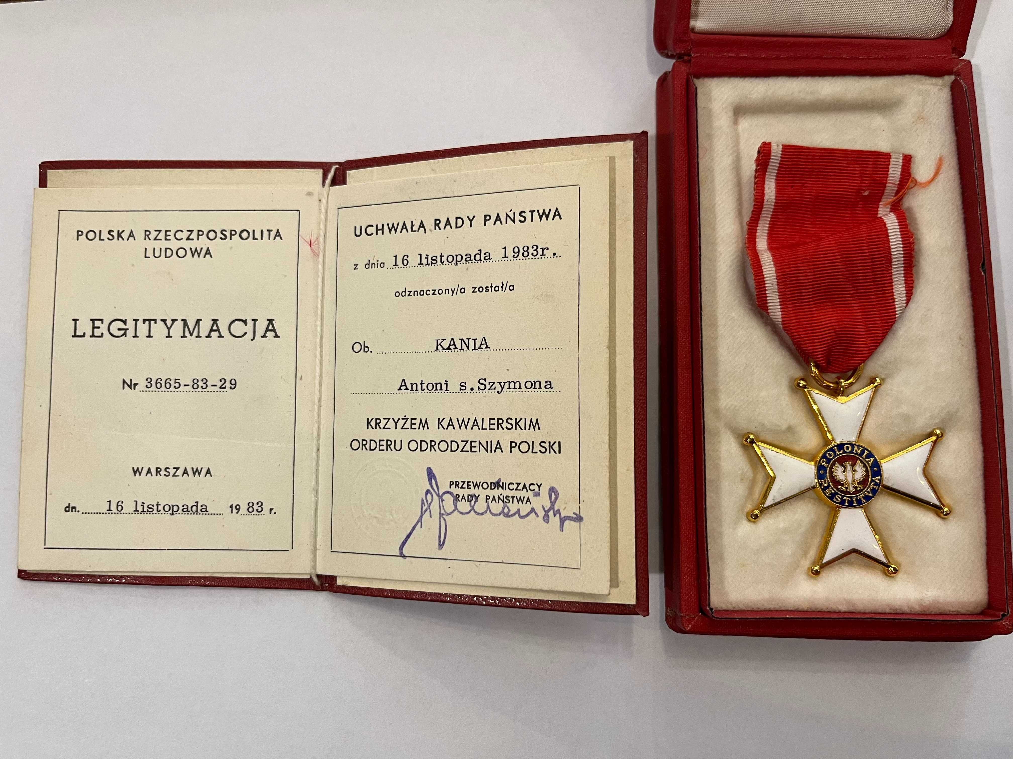 Krzyż Kawalerski Orderu Odrodzenia Polski, 1944 wraz z legitymacją