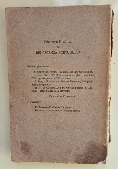 Livro de Raul Brandão "1817 a Conspiração de Gomes Freire" PORTES GRÁT