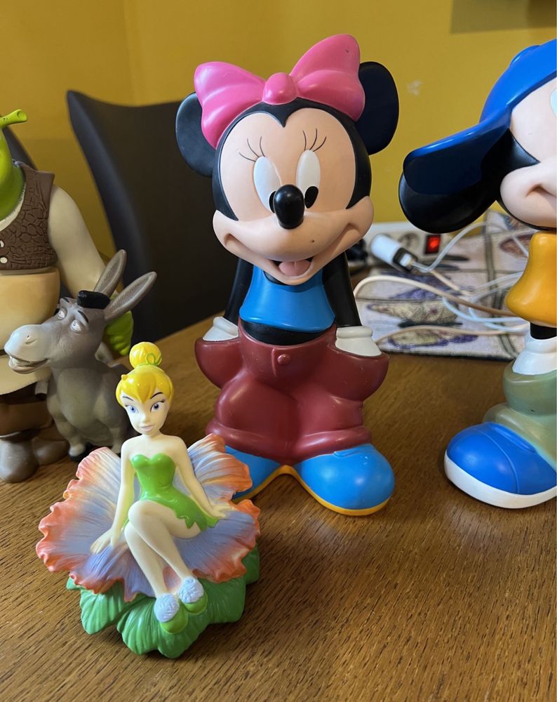 Figurki Disney mickey i minnie shrek z oslem i wróżka dzwoneczek