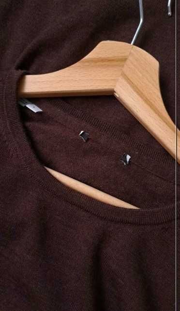 Czekoladowy sweter wełna L