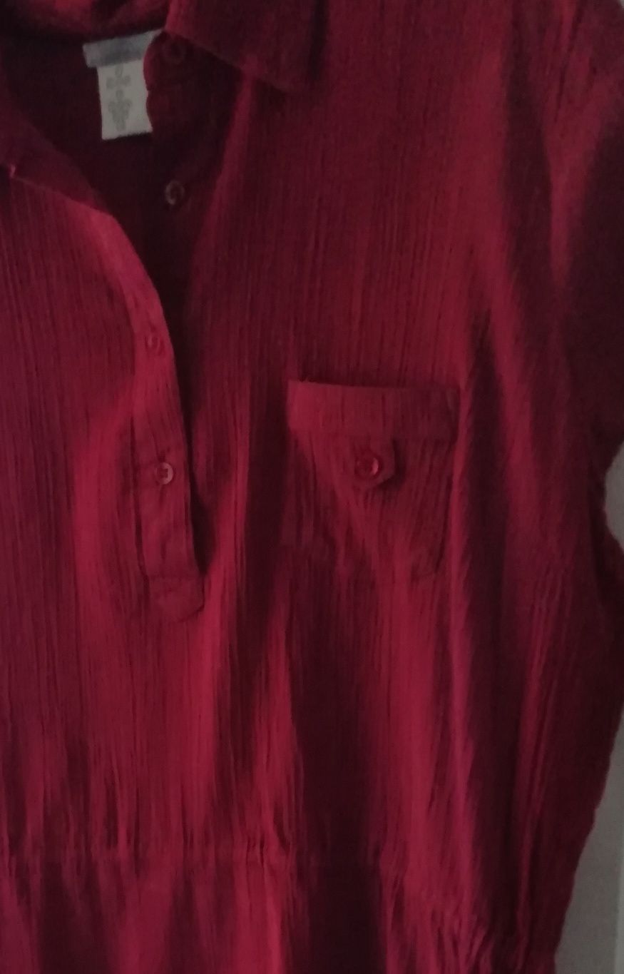 Vestido Bordeaux, de Verão, em Algodão