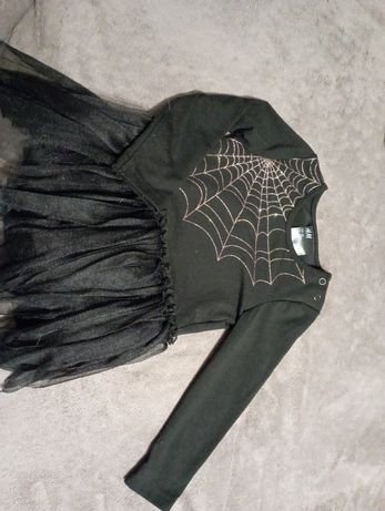 Czarne body Halloween pajęczyna body sukienka h&m