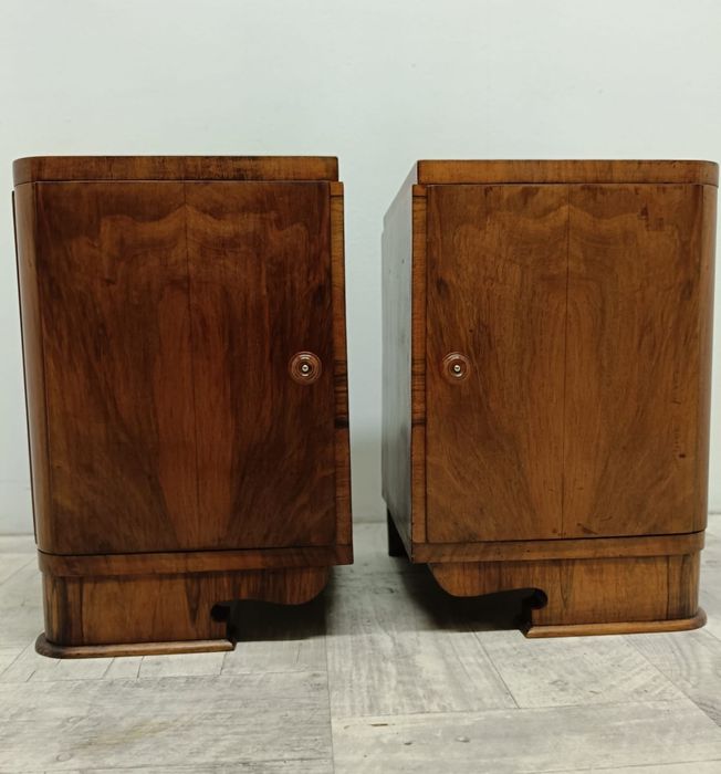 Szafki nocne art deco/orzech/ vintage  lata  50- te drewno.