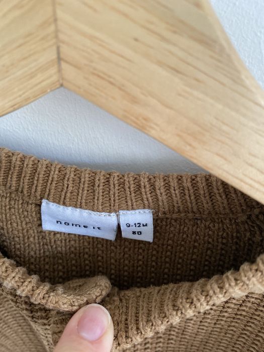 Sweter bawełniany beżowy brązowy name it 80 jak newbie